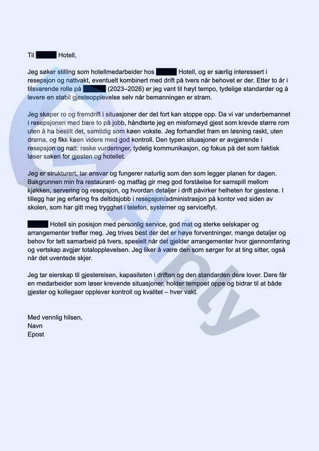 Hotellmedarbeider (norsk) Hotellmedarbeider (norsk)